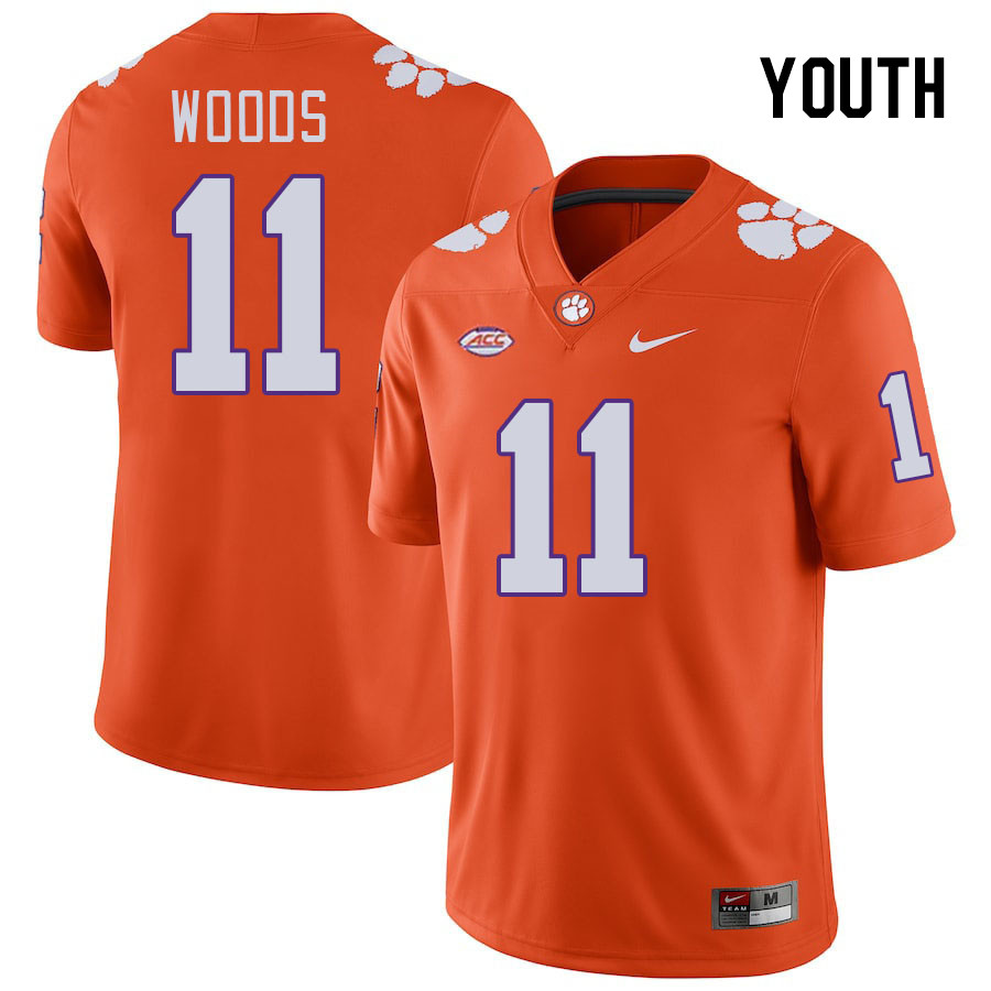 Youth Clemson Tigers Peter Woods #11 College Orange NCAA Authentic Football Stitched Jersey 23JN30CG